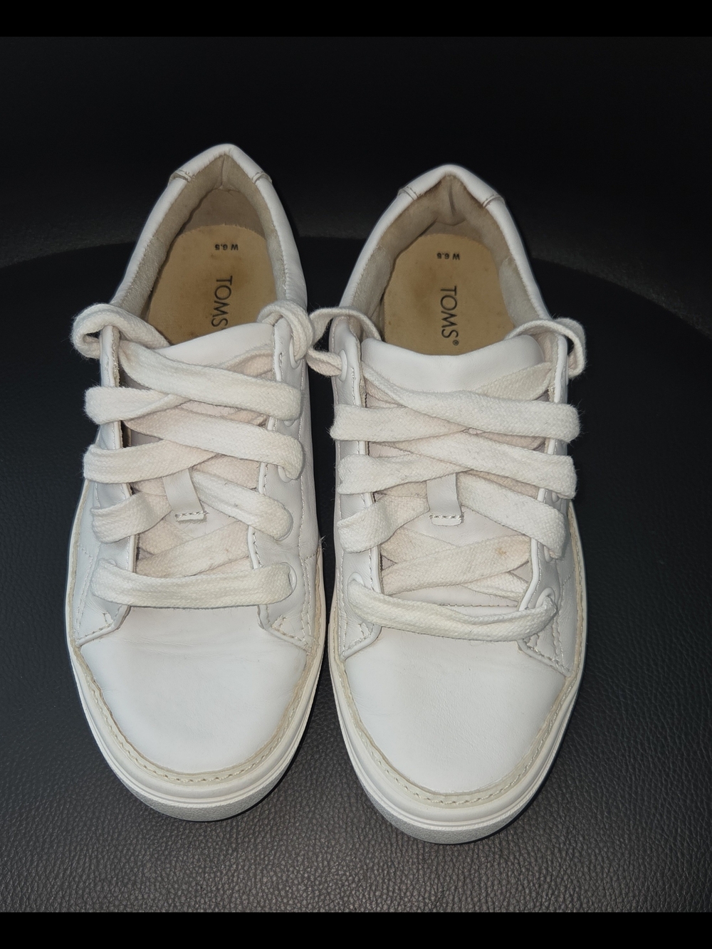 TOMS Women’s White Leather Lace-Up Sneakers